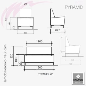 Banquette d'Attente | PYRAMID (Dimensions) | NELSON mobilier