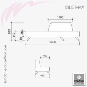 Banquette d'Attente | ISLE MAX (Dimensions) | NELSON mobilier