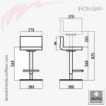 IRON BAR (Dimensions) | Tabouret de coiffeur | Nelson mobilier